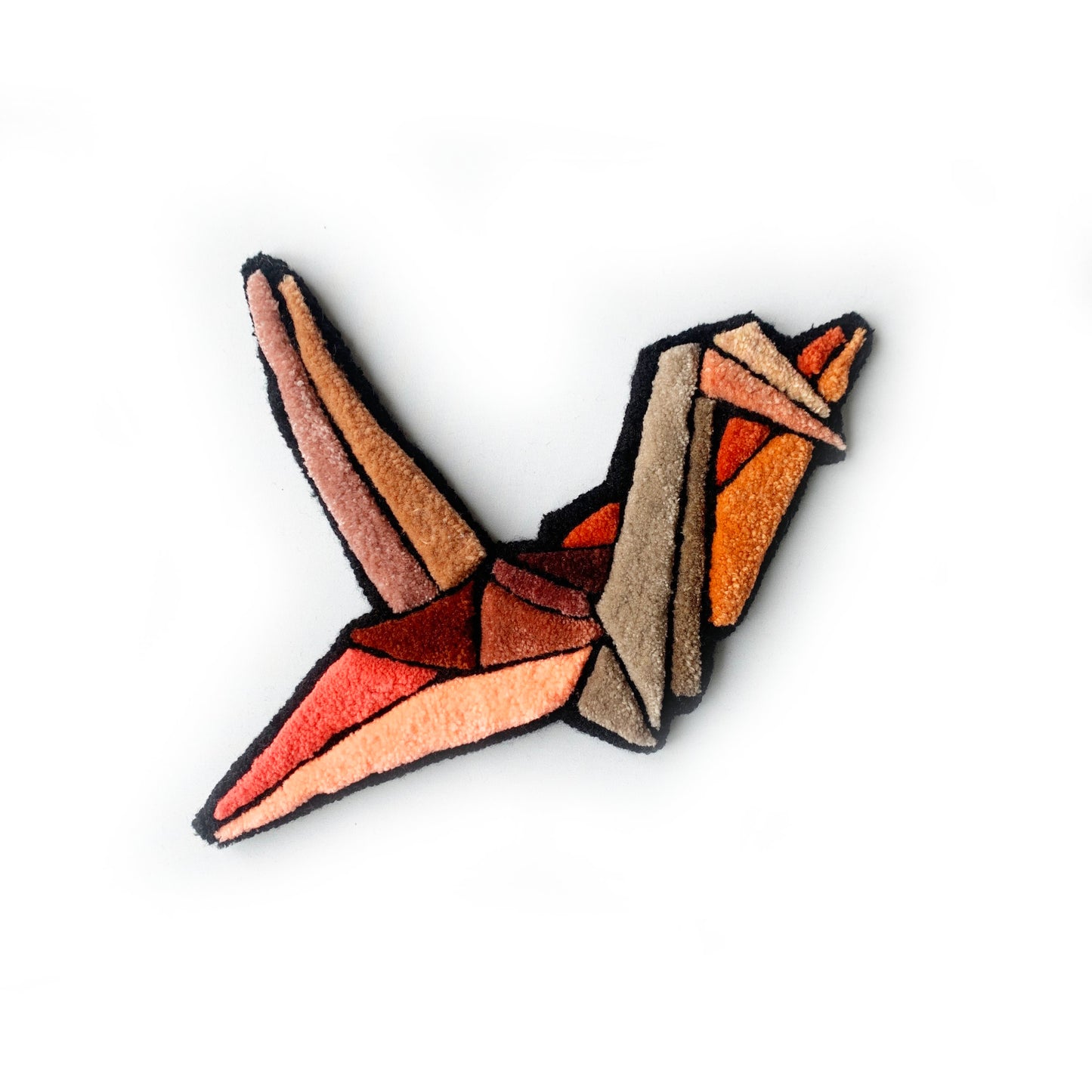 Origami crane orange and brown