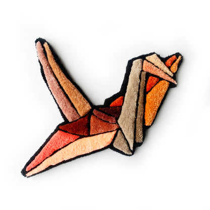 Origami crane orange and brown