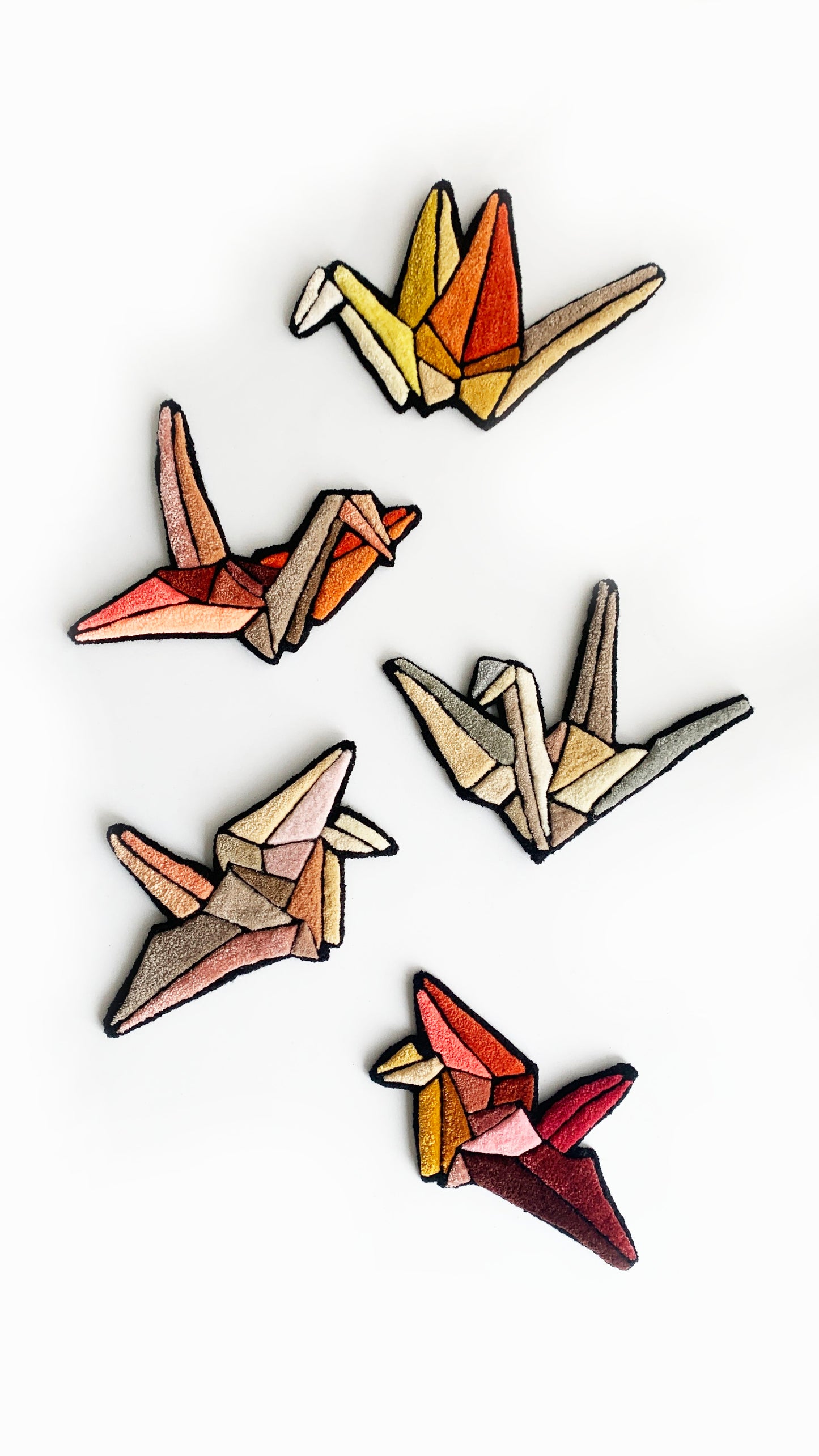 Origami crane yellow tones