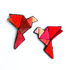 Autumn reds origami bird