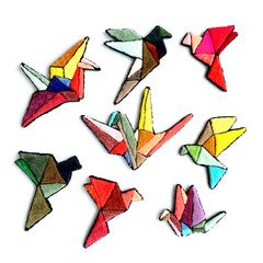 Autumn reds origami bird