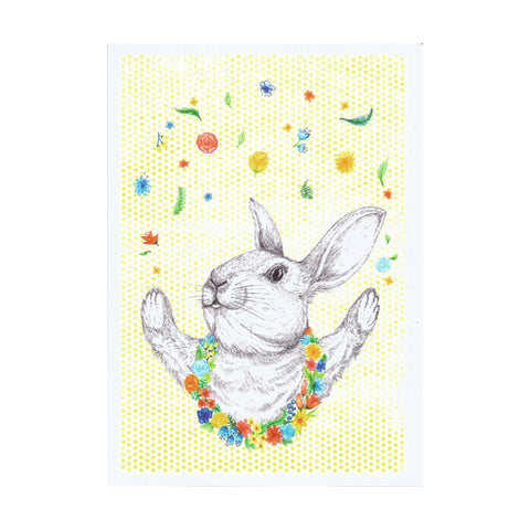 Kaart flower party konijn
